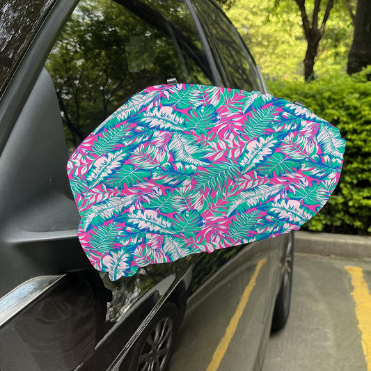 Teal Pink Blossom Tropical Pattern Print Car Side Mirror Covers