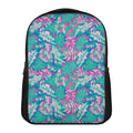 Teal Pink Blossom Tropical Pattern Print Casual Backpack