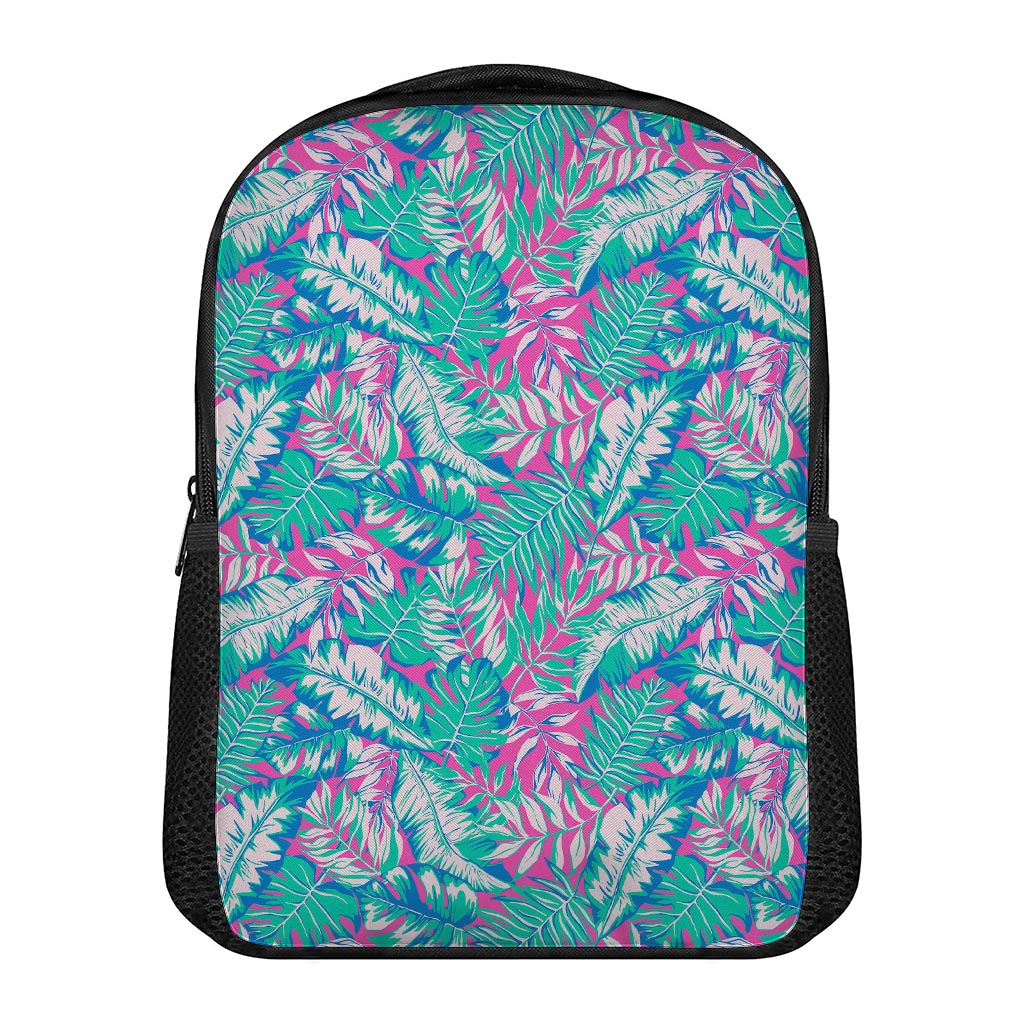 Teal Pink Blossom Tropical Pattern Print Casual Backpack