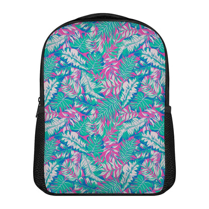 Teal Pink Blossom Tropical Pattern Print Casual Backpack