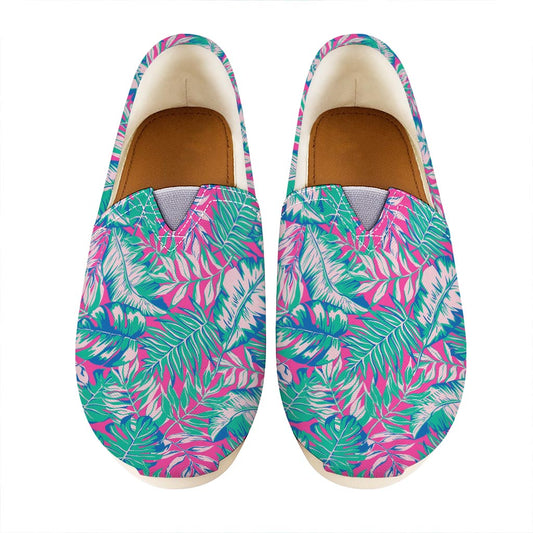 Teal Pink Blossom Tropical Pattern Print Casual Shoes