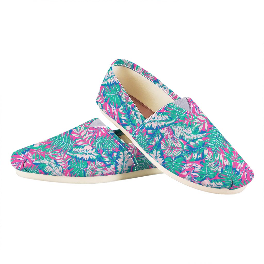Teal Pink Blossom Tropical Pattern Print Casual Shoes