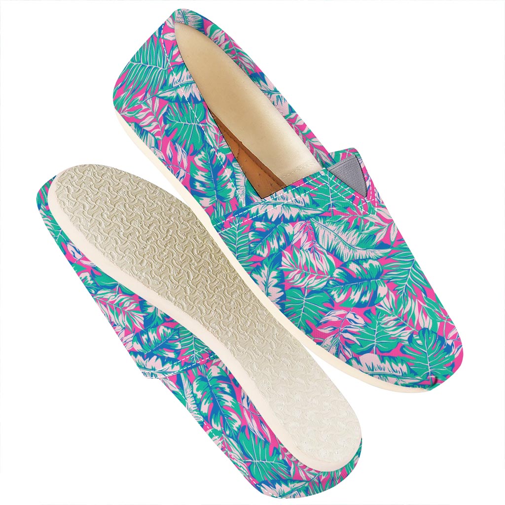 Teal Pink Blossom Tropical Pattern Print Casual Shoes