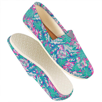 Teal Pink Blossom Tropical Pattern Print Casual Shoes