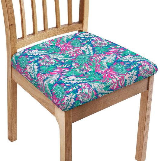 Teal Pink Blossom Tropical Pattern Print Chair Cushion Cover