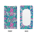 Teal Pink Blossom Tropical Pattern Print Changing Pad Cover