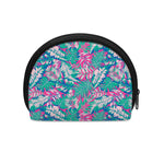 Teal Pink Blossom Tropical Pattern Print Coin Purse