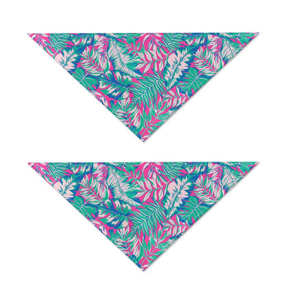 Teal Pink Blossom Tropical Pattern Print Dog Bandana