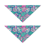 Teal Pink Blossom Tropical Pattern Print Dog Bandana