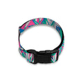 Teal Pink Blossom Tropical Pattern Print Dog Collar