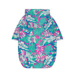 Teal Pink Blossom Tropical Pattern Print Dog Zip Up Hoodie