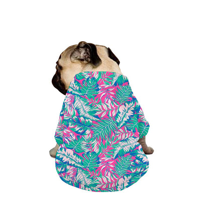 Teal Pink Blossom Tropical Pattern Print Dog Zip Up Jacket