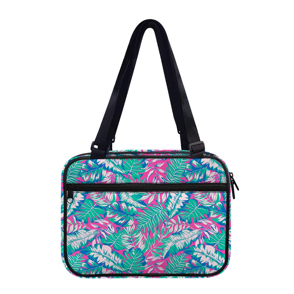 Teal Pink Blossom Tropical Pattern Print Double Strap Bible Bag