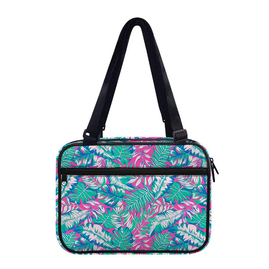Teal Pink Blossom Tropical Pattern Print Double Strap Bible Bag