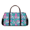 Teal Pink Blossom Tropical Pattern Print Duffel Bag
