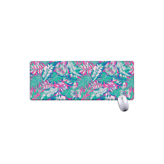 Teal Pink Blossom Tropical Pattern Print Extended Mouse Pad