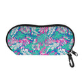 Teal Pink Blossom Tropical Pattern Print Glasses Case