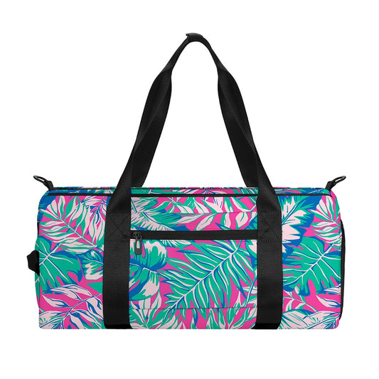 Teal Pink Blossom Tropical Pattern Print Gym Bag