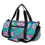 Teal Pink Blossom Tropical Pattern Print Gym Bag