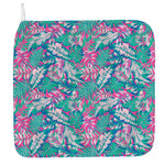 Teal Pink Blossom Tropical Pattern Print Hand Towel
