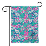 Teal Pink Blossom Tropical Pattern Print House Flag