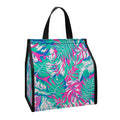 Teal Pink Blossom Tropical Pattern Print Insulated Lunch Tote