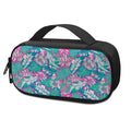Teal Pink Blossom Tropical Pattern Print Portable Cooler Travel Case