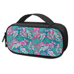 Teal Pink Blossom Tropical Pattern Print Insulin Cooler Travel Case