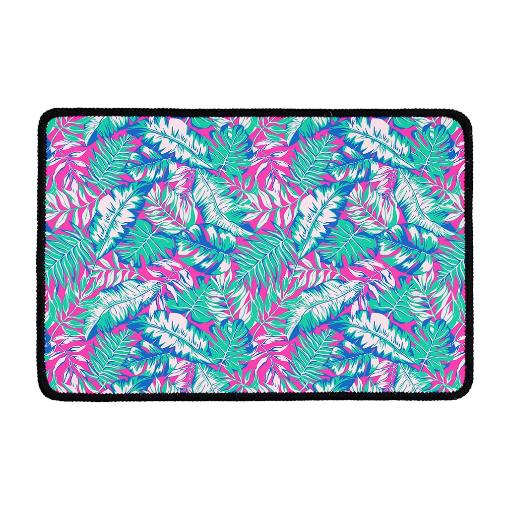 Teal Pink Blossom Tropical Pattern Print Kitchen Mat