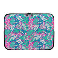 Teal Pink Blossom Tropical Pattern Print Laptop Sleeve