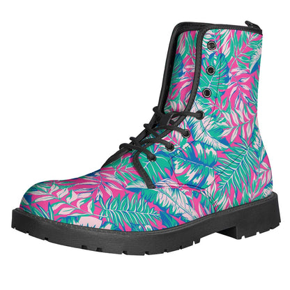 Teal Pink Blossom Tropical Pattern Print Backpack