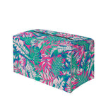 Teal Pink Blossom Tropical Pattern Print Leather Tissue Box Cover