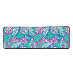Teal Pink Blossom Tropical Pattern Print Long Kitchen Mat
