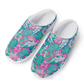 Teal Pink Blossom Tropical Pattern Print Mesh Casual Shoes