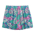 Teal Pink Blossom Tropical Pattern Print Mesh Shorts