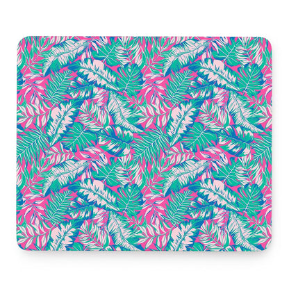 Teal Pink Blossom Tropical Pattern Print Mouse Pad