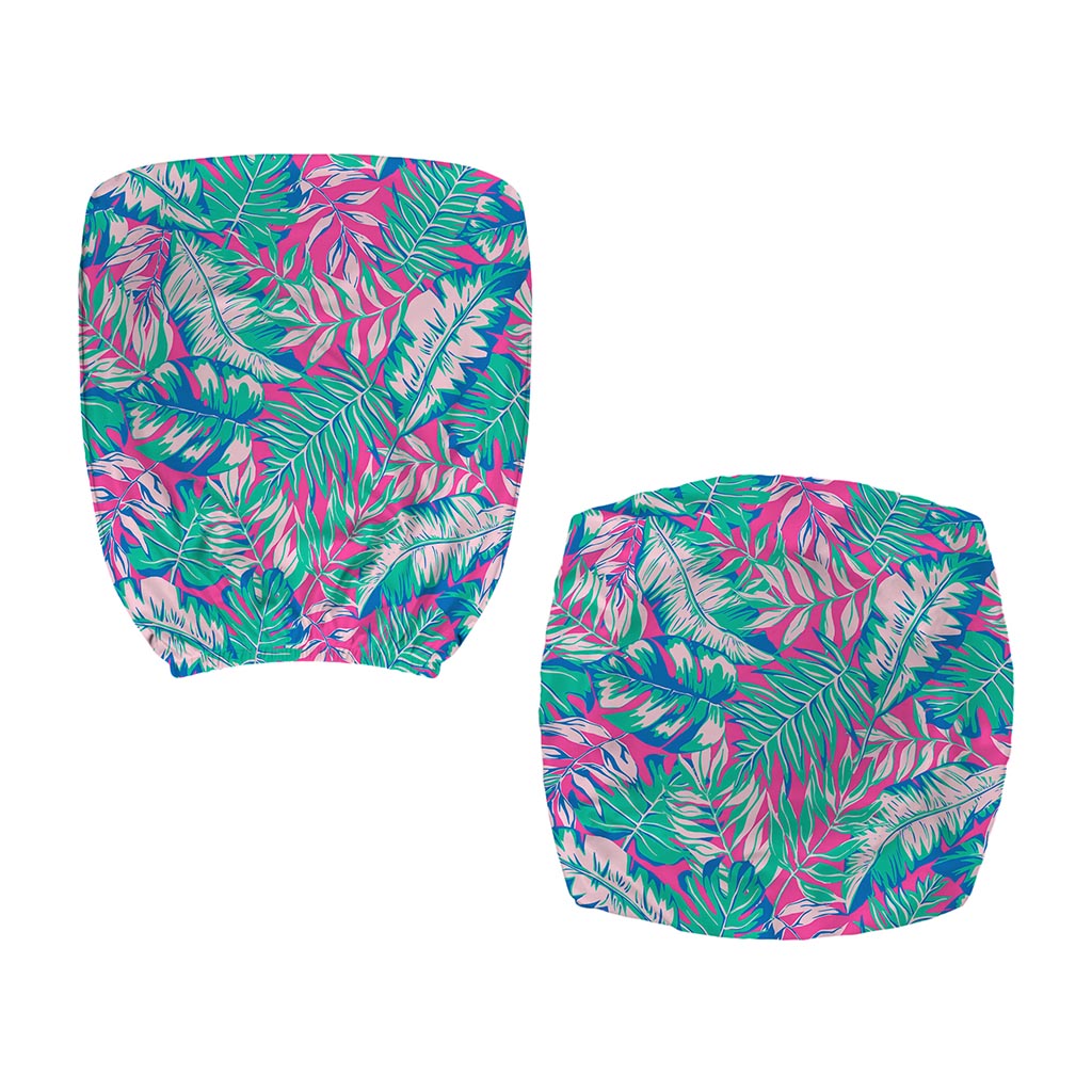 Teal Pink Blossom Tropical Pattern Print Office Chair Cover