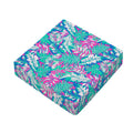 Teal Pink Blossom Tropical Pattern Print Outdoor Seat Cushion Cover