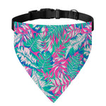 Teal Pink Blossom Tropical Pattern Print Over The Collar Dog Bandana