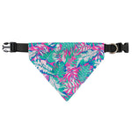 Teal Pink Blossom Tropical Pattern Print Over The Collar Dog Bandana