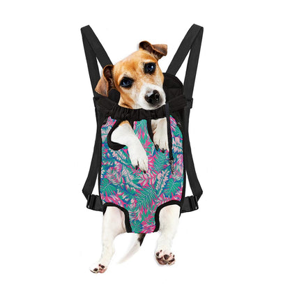Teal Pink Blossom Tropical Pattern Print Pet Carrier Backpack