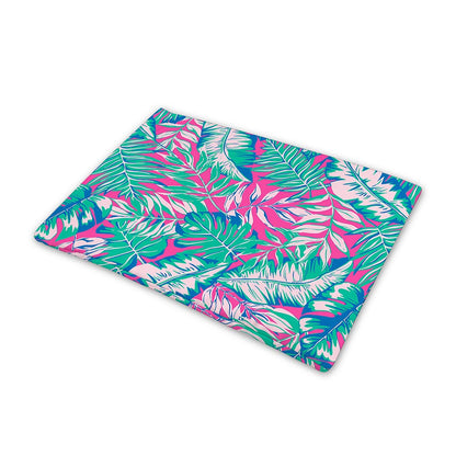Teal Pink Blossom Tropical Pattern Print Pet Cooling Mat Cover