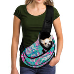 Teal Pink Blossom Tropical Pattern Print Pet Sling Carrier