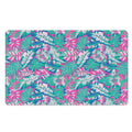 Teal Pink Blossom Tropical Pattern Print Polyester Doormat