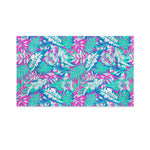 Teal Pink Blossom Tropical Pattern Print Polyester Flag