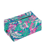 Teal Pink Blossom Tropical Pattern Print Rectangle Tissue Box Cover