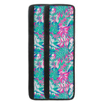Teal Pink Blossom Tropical Pattern Print Refrigerator Handle Covers