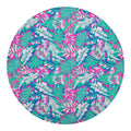 Teal Pink Blossom Tropical Pattern Print Round Blanket