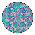 Teal Pink Blossom Tropical Pattern Print Round Floor Mat