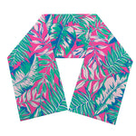 Teal Pink Blossom Tropical Pattern Print Scarf